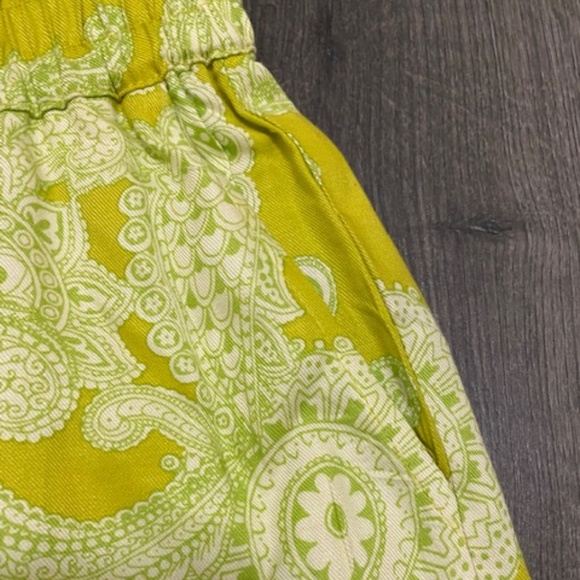 Urban Outfitter Sophie Printed Paisley Yellow Pull On Cargo Pants Size L - Picture 6 of 10